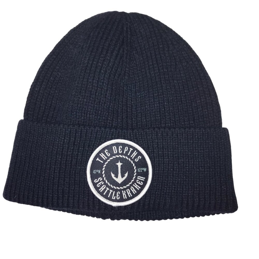 KRAKEN Seattle Hockey Beanie Hat.  Dark Blue. Embroidered Patch.  "The Depths"
